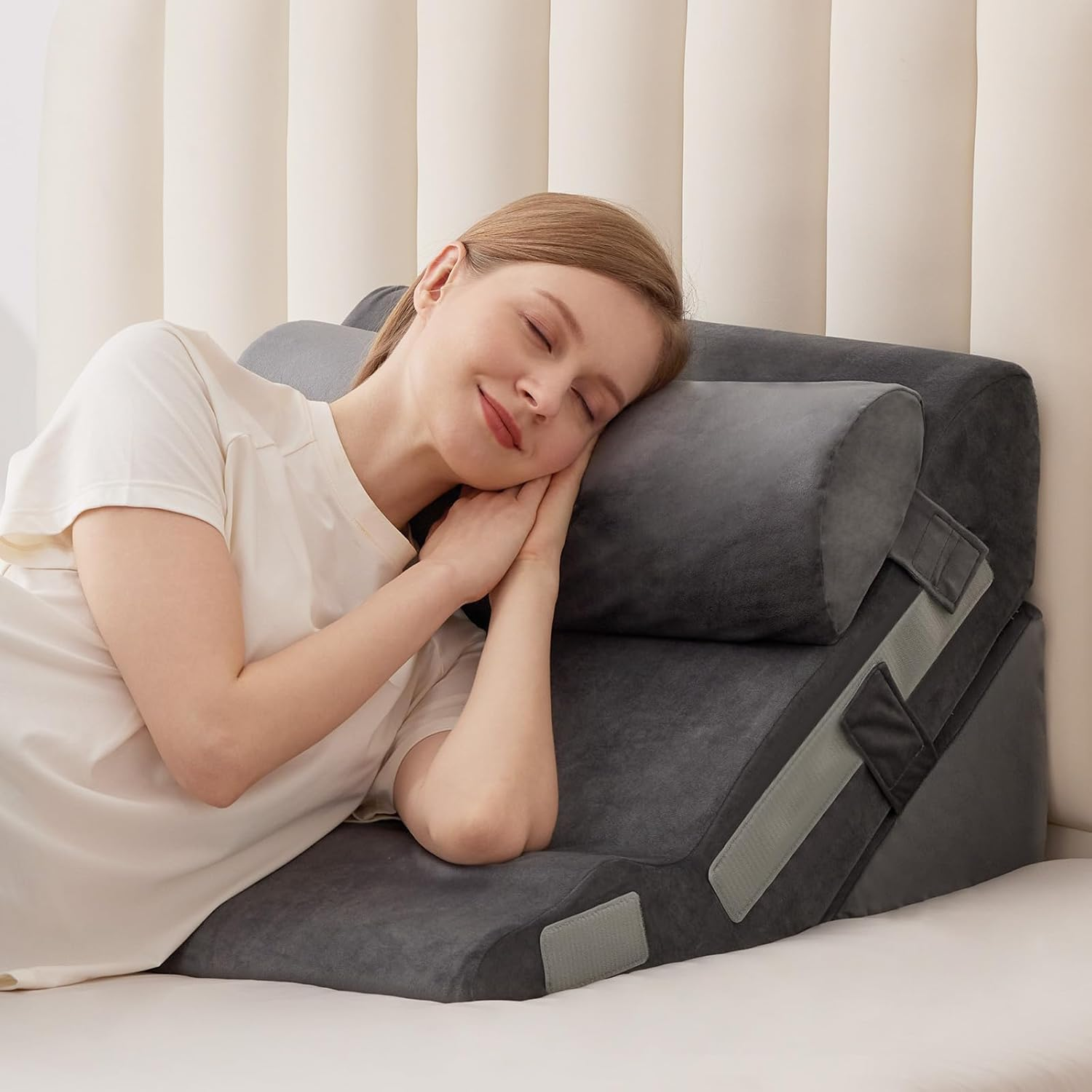 3PCS Adjustable Bed Wedge Pillow Set for Headboard Support & Comfort