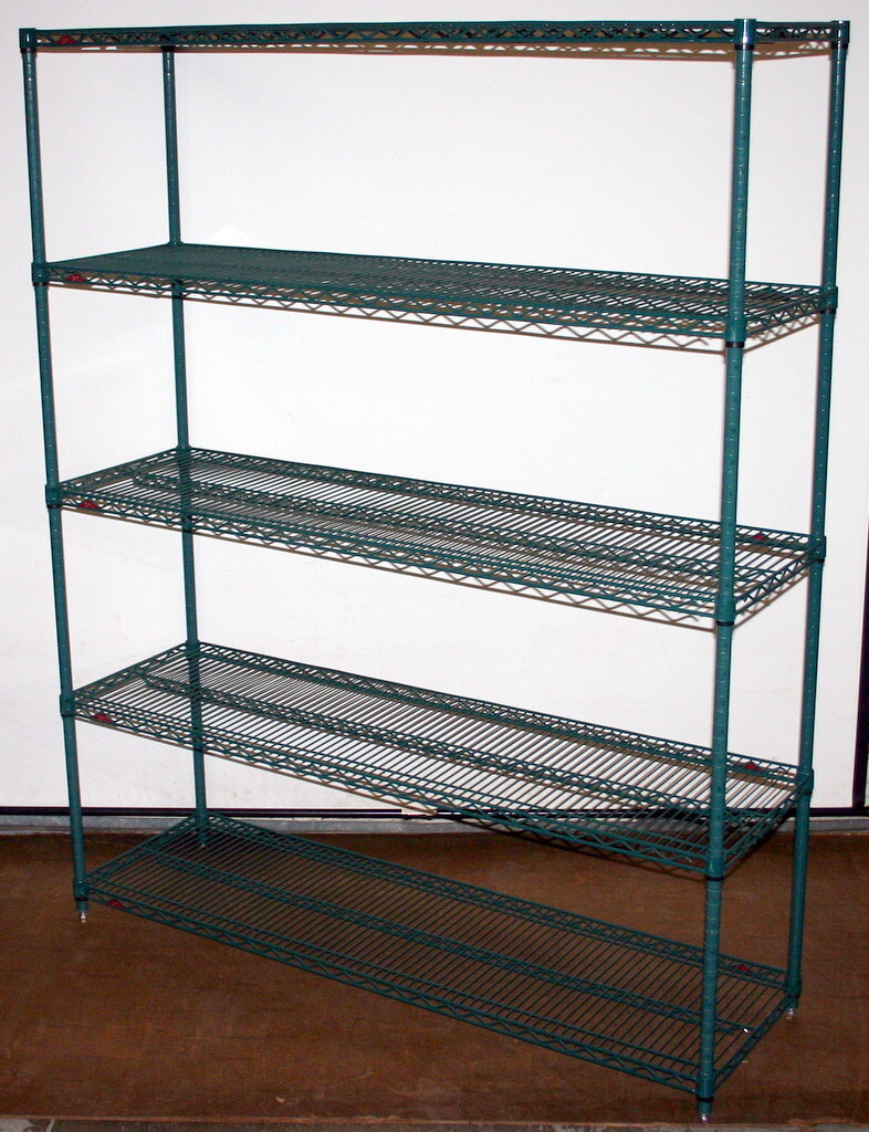 METRO SUPER ERECTA 5 SHELF GREEN ANTIMICROBIAL SHELVING RACKS