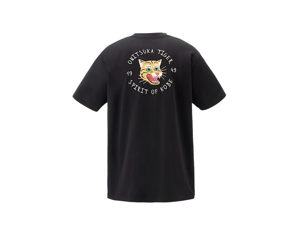 【ohga】BACK RIBBON T-shirt Onitsuka Tiger GRAPHIC TEE 2183B460 001 BLACK Unisex T