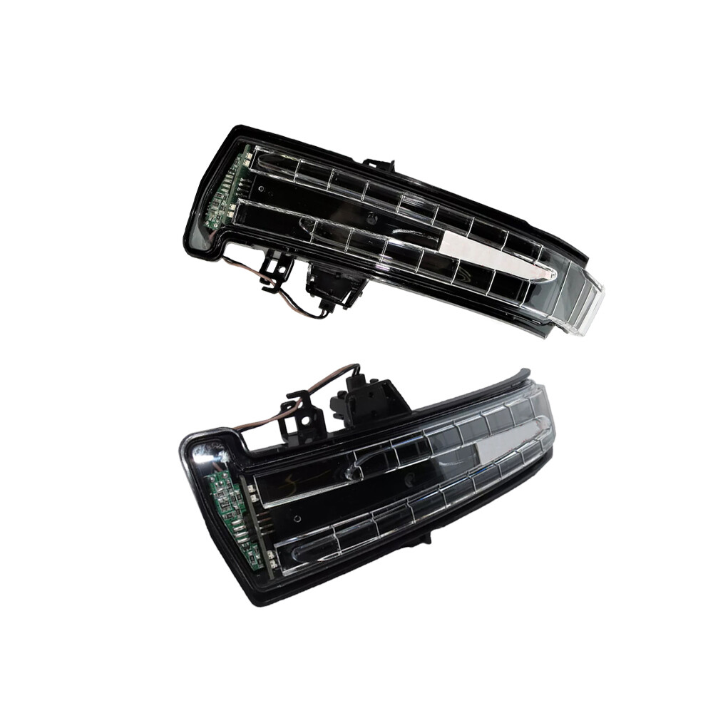 4PCS Rearview Black Mirror Cover & Turn Signal Light For Mercedes W204 W212 W246