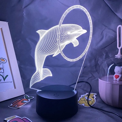 Animal Dolphin Cute 3D LED Neon Lava Lamp RGB Night Lights Colorful Gift for Kid