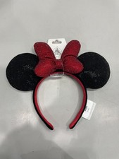 Disney Minnie Mouse Sequined Ear Headband Black  Red