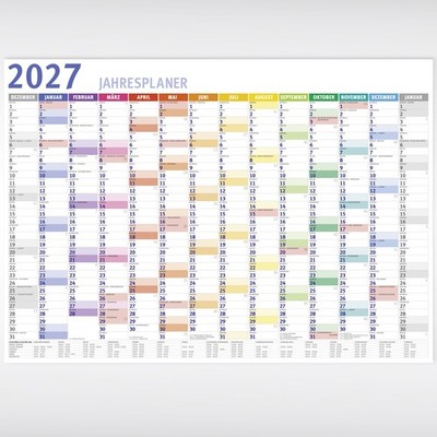 Wandkalender 2027, DIN A3, Jahresplaner, Plakatkalender, Gefaltet