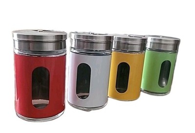 3.5'' Glass and Metal Salt Pepper Spice Dispenser Shaker, 3 settings, very chic!