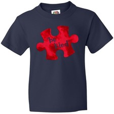 Inktastic Autism Awareness Be Kind Red Puzzle Piece Youth T-Shirt Dad Brother
