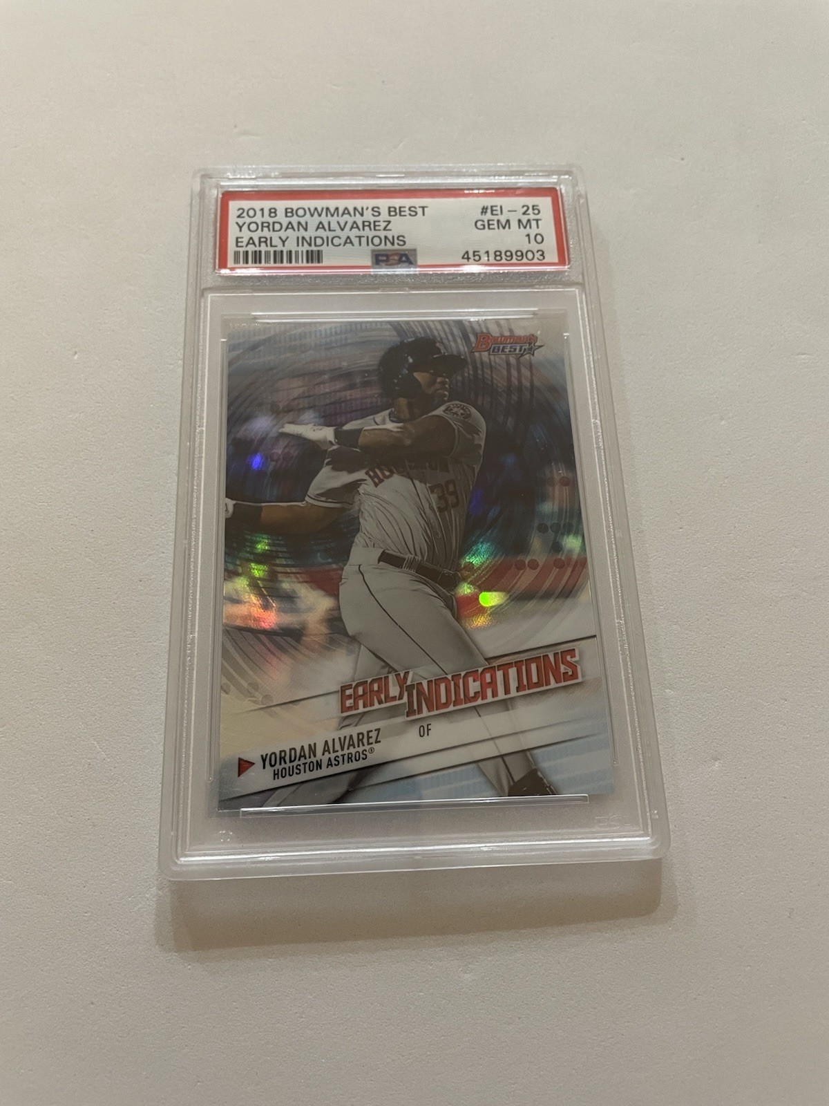 YORDAN ALVAREZ 2018 Bowman's Best Early Indications #25 PSA GEM MINT 10 Astros view 1