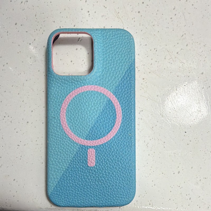 Blue/Pink Textured Back Phone Case Cover w/ Pink Circle Design