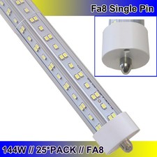 T8 8FT LED Tube Light 144W Single Pin FA8 8Foot LED Shop Light Bulbs 6500K 25P
