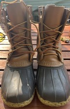 LL Bean Boots Brown Leather Women's Size 8 M Shoes Waterproof Duck Boots