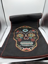 Day Of The Dead Muertos Colorful Embroidered Sugar Skull Table Runner 70"x14  