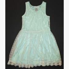GUESS girls dress 14 XL XXL sleeveless lace overlay aqua blue cream tank Easter