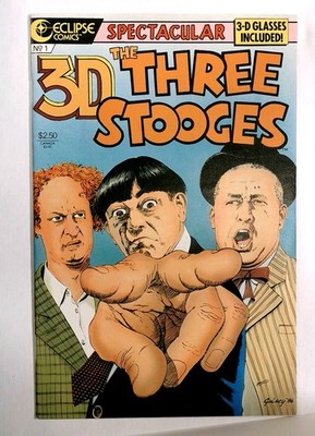 3-D Three Stooges #1-1986  3-D Glasses still attached - Paul Gulacy cover