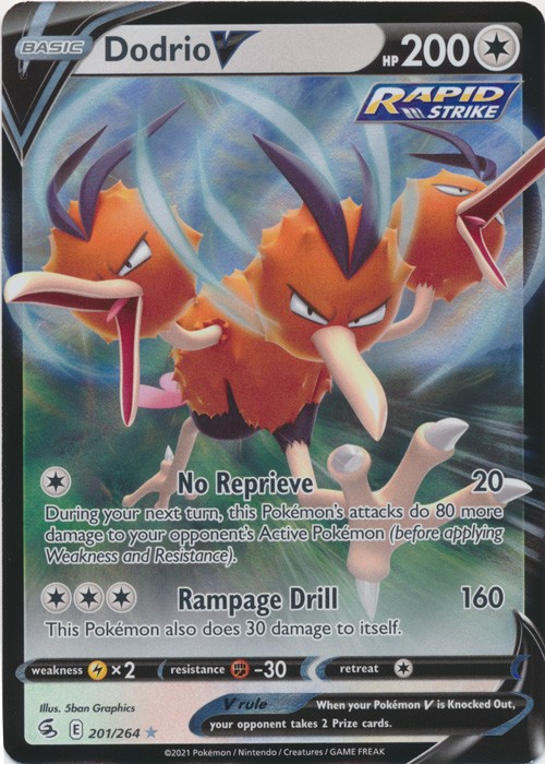 Dodrio V 201/264 Ultra Rare Fusion Strike Pokemon TCG