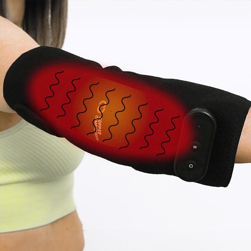 CopperVibe Vibration + Wärmetherapie Knie/Ellenbogen Bandage Unterstützung Vibrierende Wärme... - Bild 4 von 9