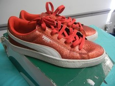 Puma Basket Glitz Lthr Jr High Risk Red-Puma White Size 7C NEW