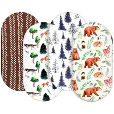 4 Pack Bassinet Sheets Woodland Forest Animals Wood Neutral Unisex Fitted Bab...