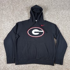 Georgia Bulldogs Hoodie Mens Medium Black NCAA Football Nike Pullover Sweatshirt