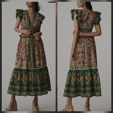  XS/S Farm Rio Garden Tapestry V-Neck Maxi Dress