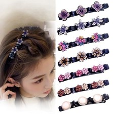 Hair Clips for Styling - 7PCS Crystal Stone Braided Hair Clips, Double-Layer
