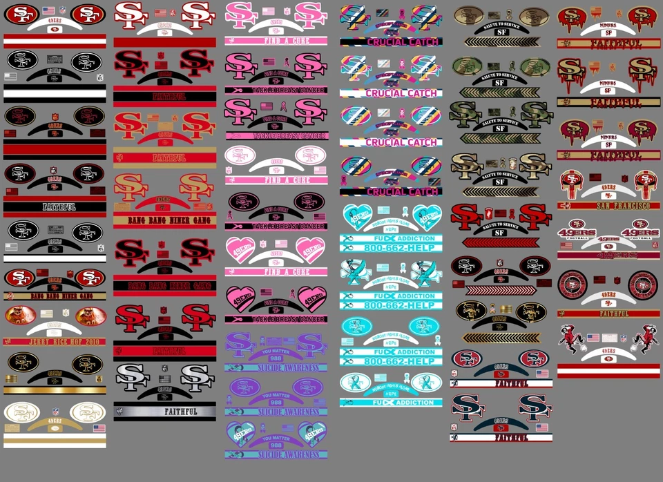 GRUMPYS GRAPHICS San Francisco Like FULL SIZE Helmet Decals - 50 Styles to choose from