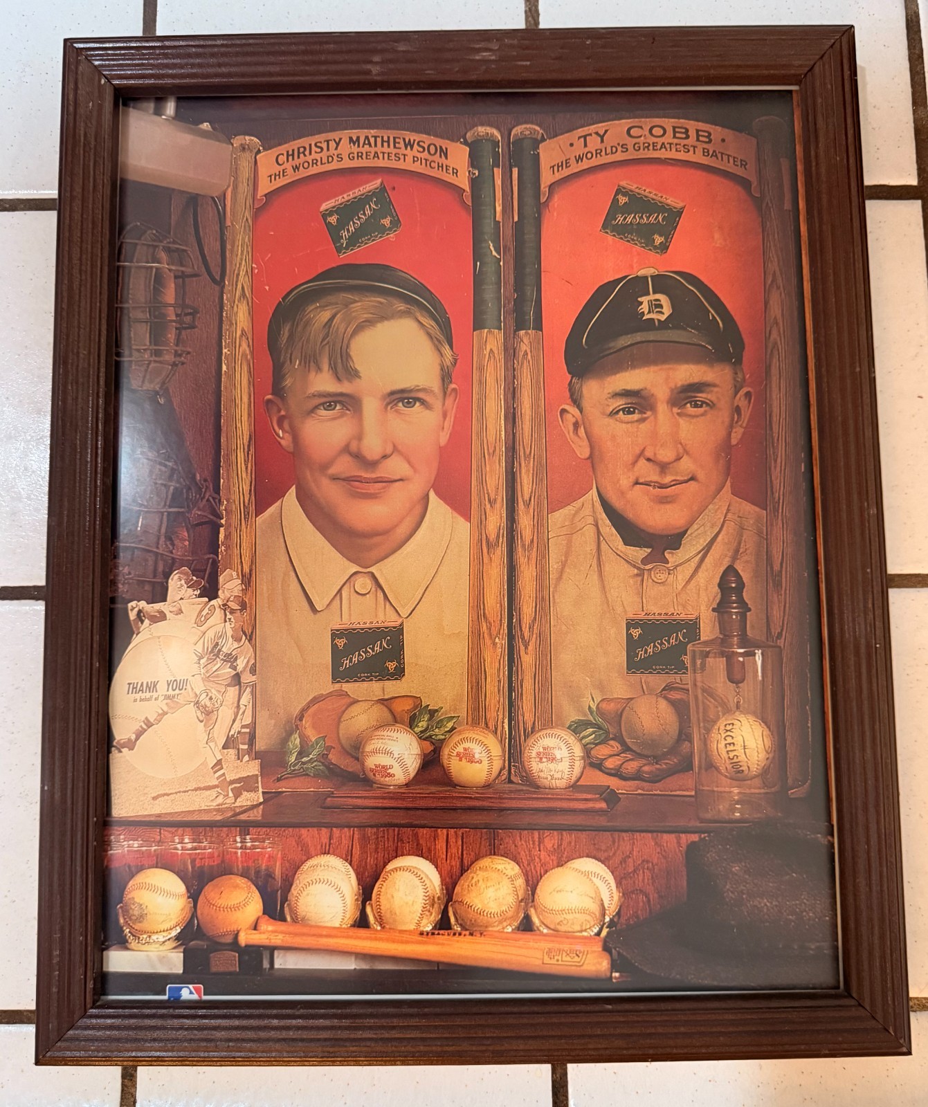 Vintage Ty Cobb & Christy Mathewson First Edition with COA on back 11x14