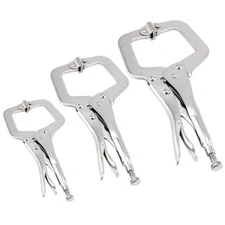 3 Pack C Clamp Locking Pliers Set with Swivel Pads, Locking C-Clamp Set, Weld...