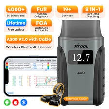 XTOOL A30D V2.0 BT OBD2 Scanner with Extension Cable Bi-Directional Scan Tool