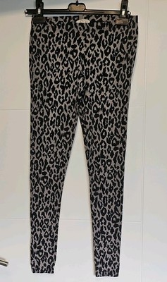 MATALAN PAPAYA WEEKEND BLACK & GREY LEOPARD STRETCH JERSEY LEGGINGS 10