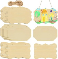 24 Unfinished Wood Sign Blanks with Ropes, 5.7x8.9 Inch for Crafts