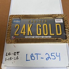 Classic Gold Plated License Plate Frame 20372 Quality Nos In Sealed Plastic Wrap