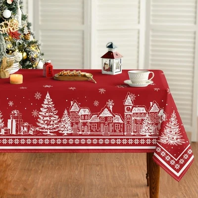 Horaldaily Christmas Tablecloth 60×120 Inch 60" x 120" (Rectangular), Red