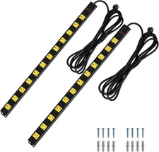 SURAIELEC UMPS12B 2-Pack 12 Outlet 15A Metal Power Strip 15 Feet Surge Protector