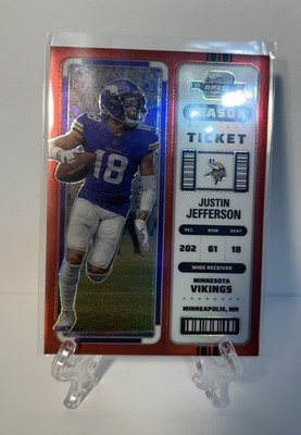 Panini 2022 Contenders Optic Justin Jefferson Season Ticket Red Prizm #32/175
