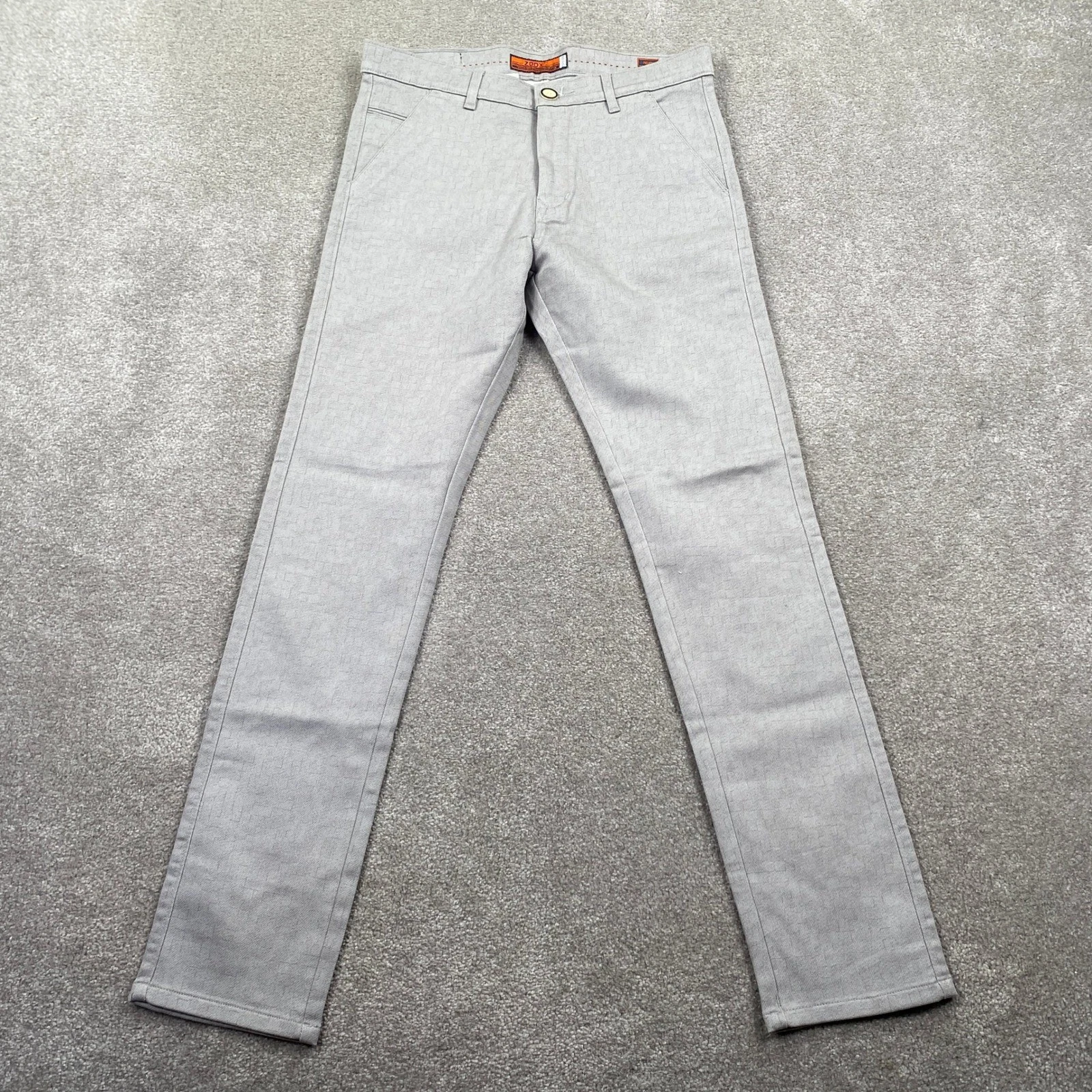 ZDOX Mens Flat Front Chinos Light Gray Slim Fit Casual Dress Pants 30x30
