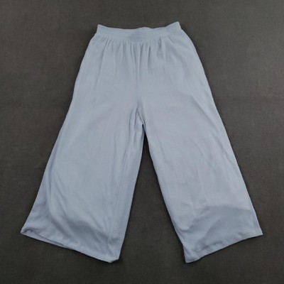 Michele B Pants Womens Large White Wide Leg Lined Pull On Lounge Casual Crop