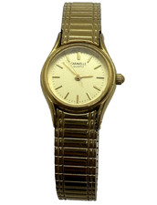 Vtg Caravelle Quartz Women's Watch Gold Tone Stainless Steel Stretch Bracelet