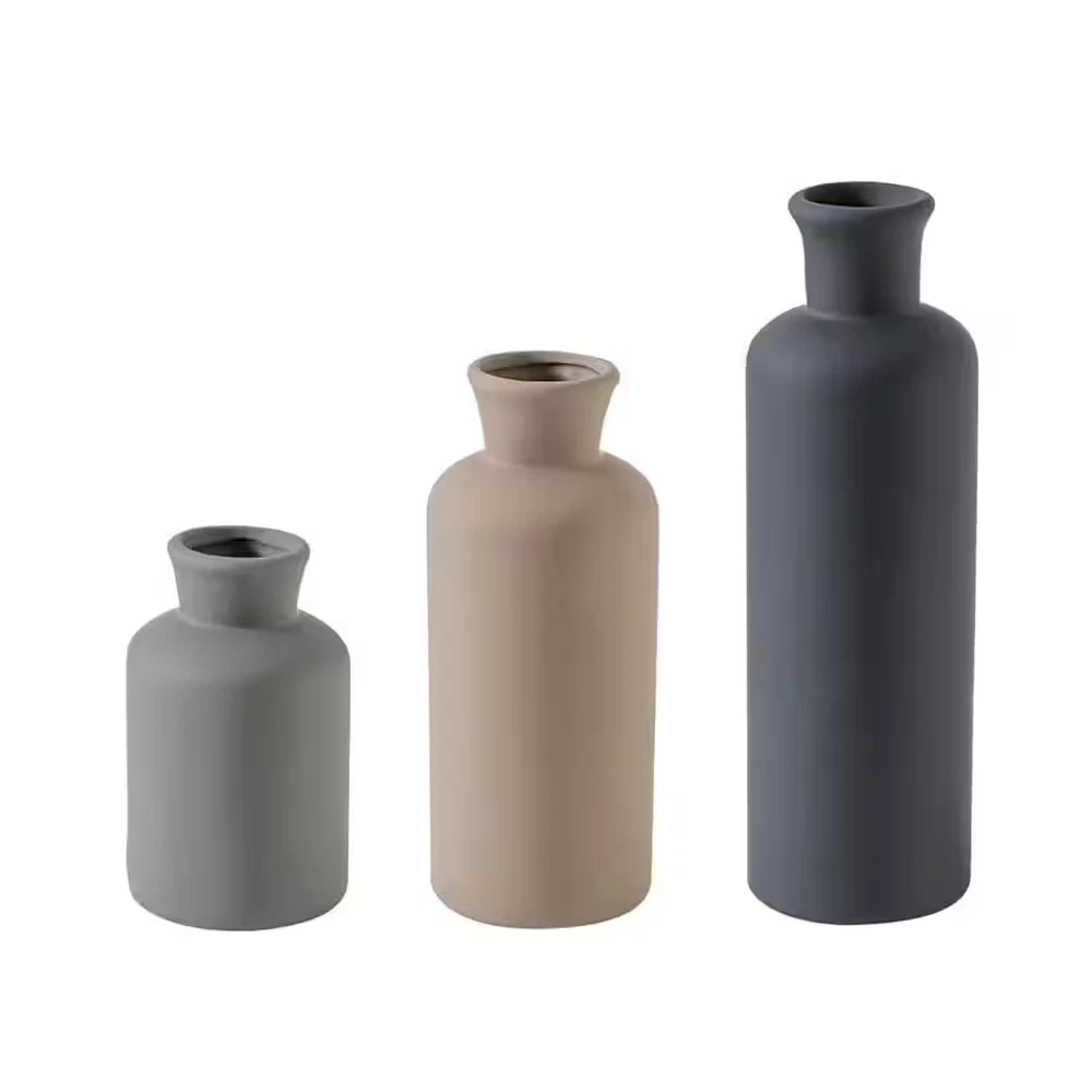Multi-Colored 3 In. X 10 In. Ceramic Modern Vase Set of 3