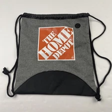 Home Depot Drawstring Backpack Bag Lightweight Canvas Black Gray