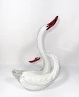 VTG Murano Art Glass Swans Two as One Folded Cane Feathers Attributed RAFFAELI