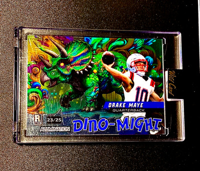 Drake Maye Rookie #23/25 SP 2023 Refractor Wild Card Dino Might Rare RC #1 MVP