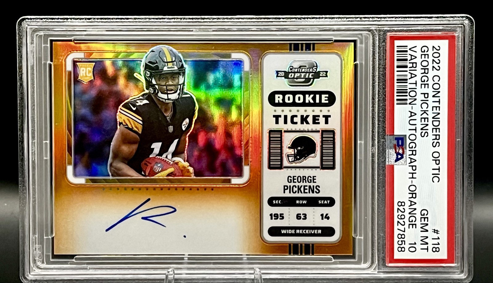 George Pickens Panini Contenders Optic #118 Autograph-Orange