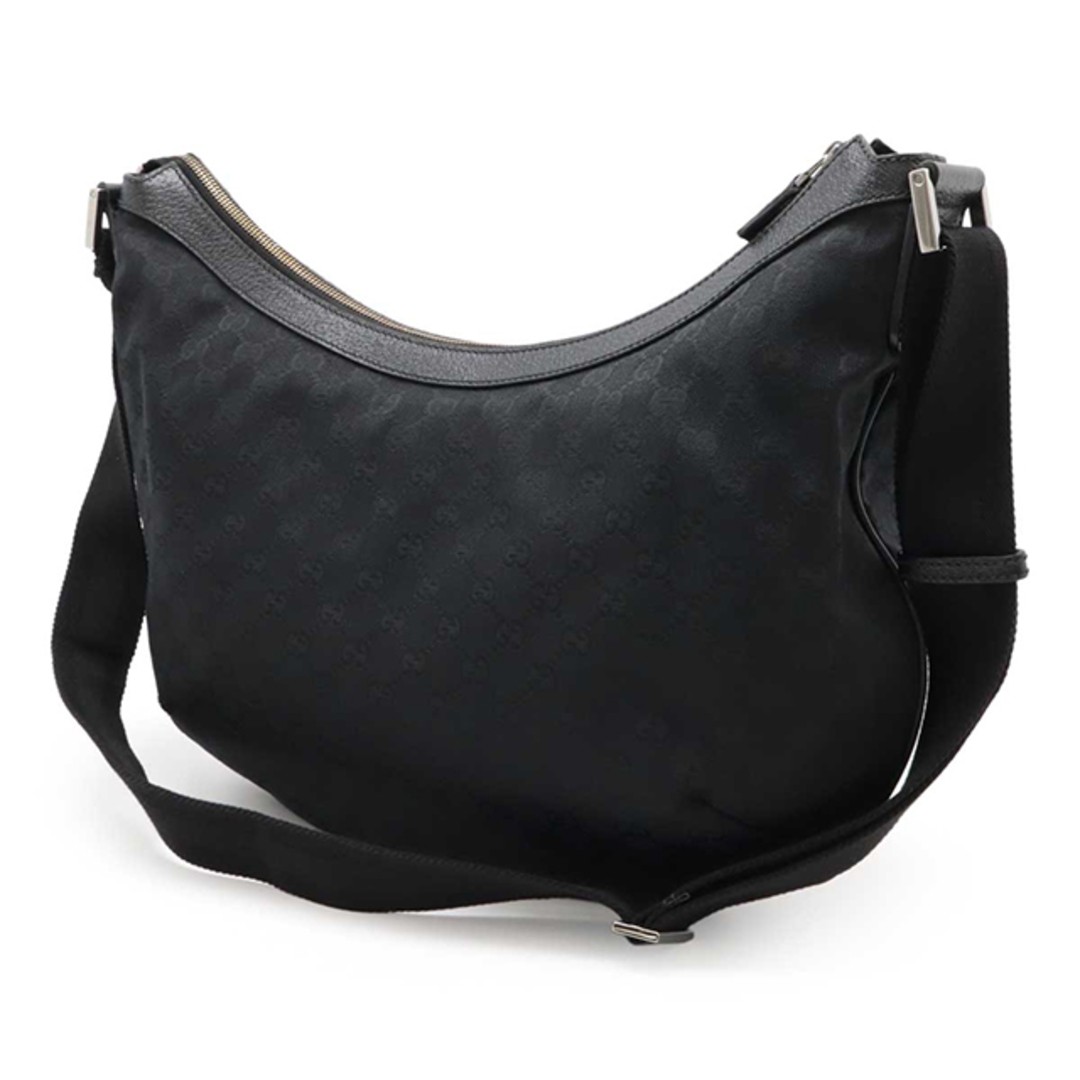 GUCCI GG Canvas Shoulder Bag Crossbody Black Leather Silver Hardware Used thumbnail 2