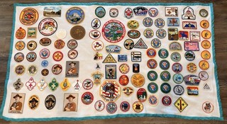 Lote De 109 Parches Boy Scout Vintage Años 60 90 Pegados A Manta