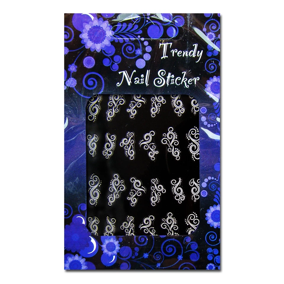 VON WELLEAN EIGENART 3 x Adesivi / Adesivi per unghie bianchi per nail art (BWS-09)