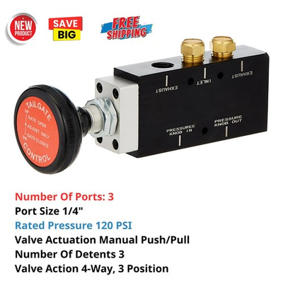 #ad #ad 4 Way Air Valve 3 Position Push Pull Replacement for Tailgate Dump Truck Trailer $112.52
