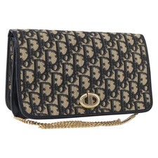 Borsa a tracolla Christian Dior Trotter tela catena oro navy originale LNZ261