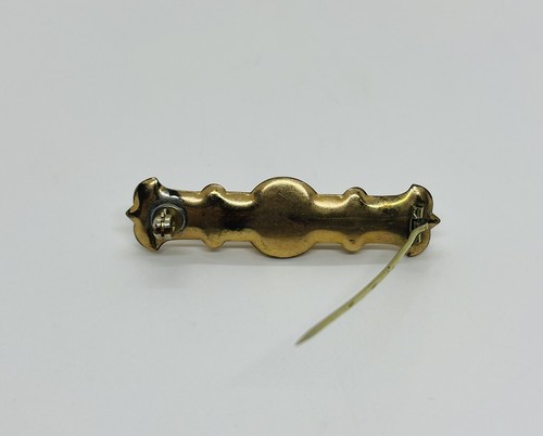 Victorian Art Nouveau Rose Gold Filled Repoussé Ruby Bar Pin - Picture 5 of 5
