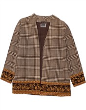 Luisa Spagnoli Womens Open Blazer Jacket Uk 16 Large Brown Houndstooth Bw16