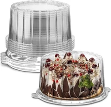 MT Products Plastic Cake Container with Clear Dome Cover 8" Round - Pack of 5