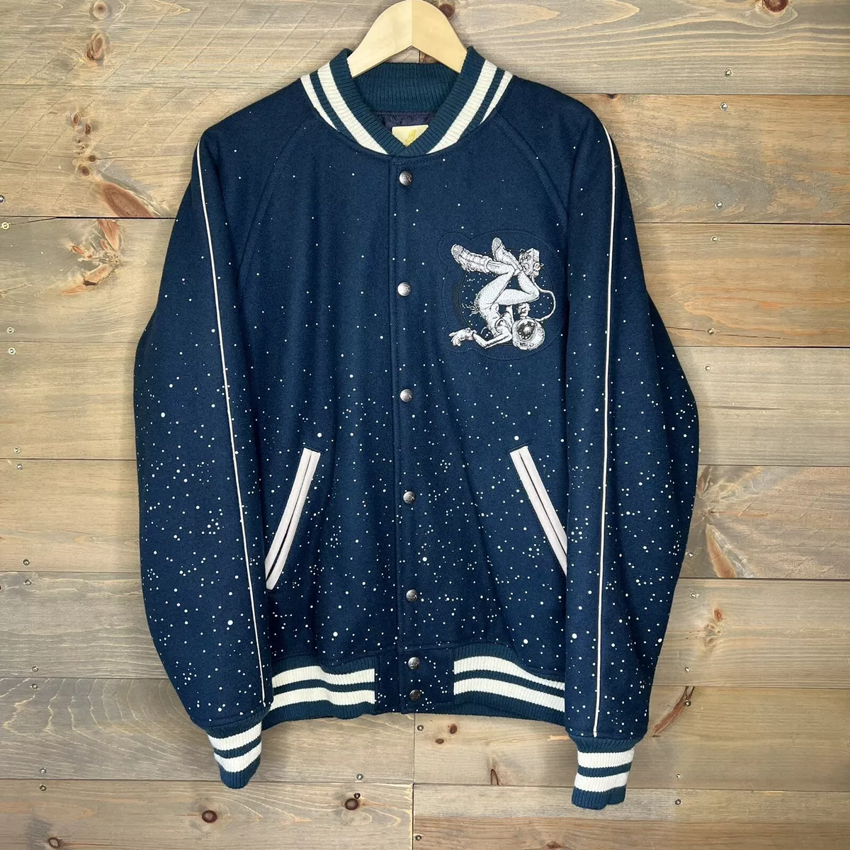 RARE Billionaire Boys Club Varsity Jacket BBC Astronaut Stars Blue Men's  Size XL